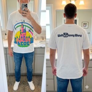 Disney Mens XL T-Shirt White‎ 2024 Walt Disney World Castle Graphic Tee